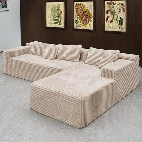 104 - Inch Modular Corduroy Sectional Sofa With Chaise - HUANZHUANG - Sleep Galleria