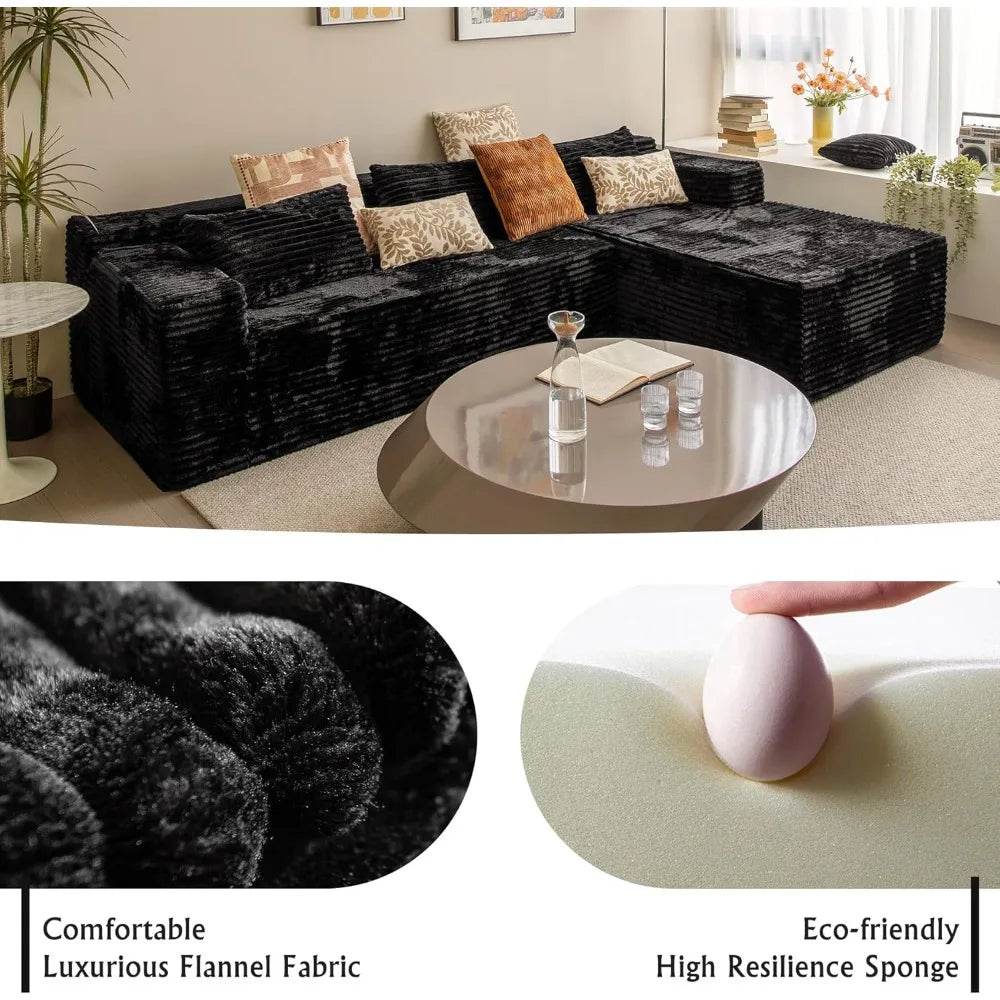 104 - Inch Modular Corduroy Sectional Sofa With Chaise - HUANZHUANG - Sleep Galleria