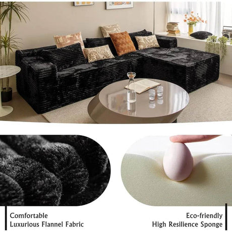 104 - Inch Modular Corduroy Sectional Sofa With Chaise - HUANZHUANG - Sleep Galleria
