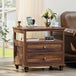 Farmhouse Wood Nightstand With Charging Station - HUANZHUANG - Sleep Galleria