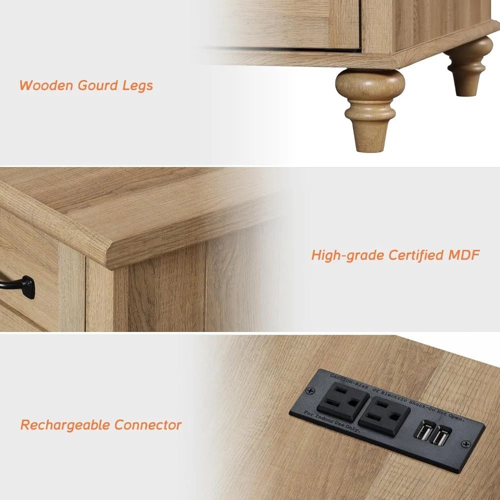 Minimalist Modern Charging Nightstand With USB Ports - HUANZHUANG - Sleep Galleria