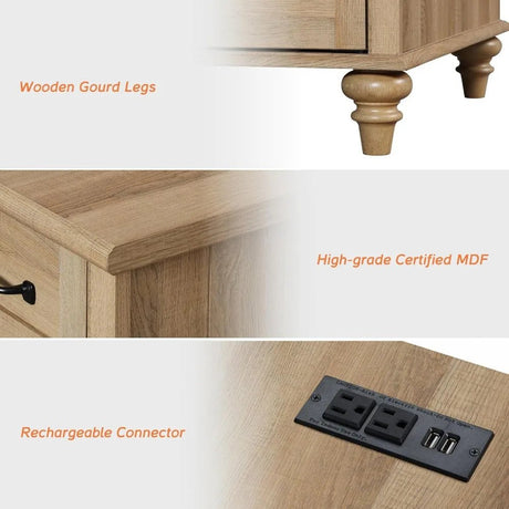 Minimalist Modern Charging Nightstand With USB Ports - HUANZHUANG - Sleep Galleria