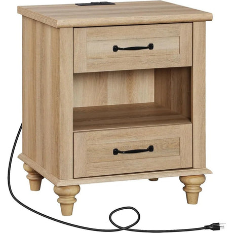 Minimalist Modern Charging Nightstand With USB Ports - HUANZHUANG - Sleep Galleria