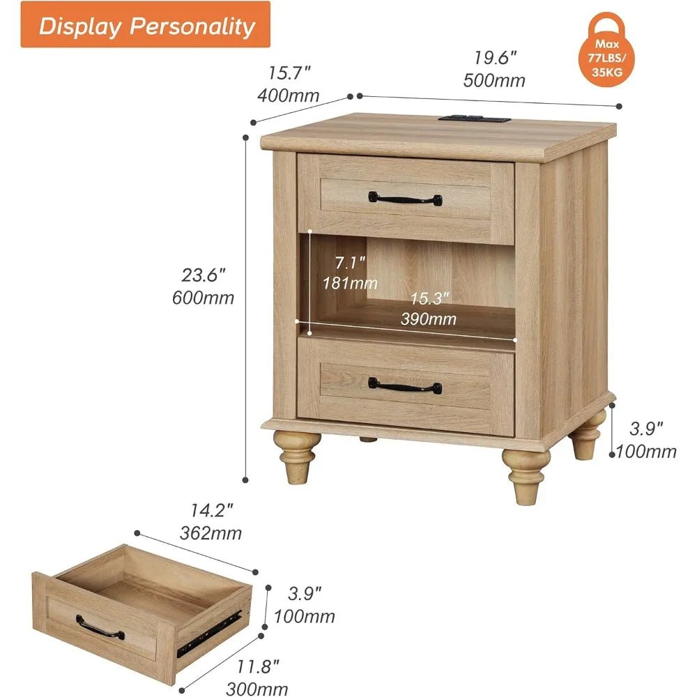 Minimalist Modern Charging Nightstand With USB Ports - HUANZHUANG - Sleep Galleria