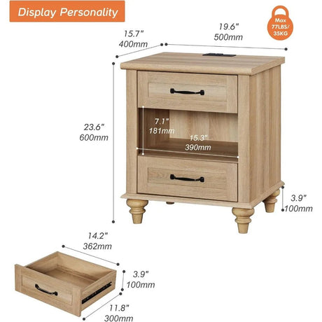 Minimalist Modern Charging Nightstand With USB Ports - HUANZHUANG - Sleep Galleria