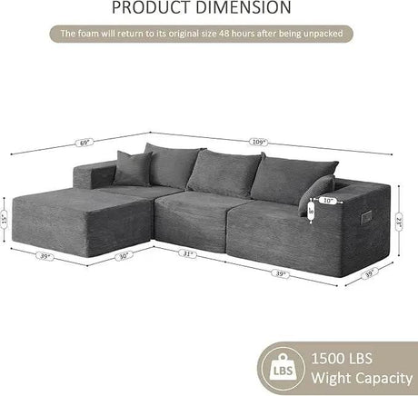 Modular Cloud Sectional Sofa With Removable Cover - HuanZhuang - Sleep Galleria