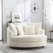 Oversized Round Barrel Chair With Wheels Knitted Chenille - HUANZHUANG - Sleep Galleria