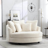 Oversized Round Barrel Chair With Wheels Knitted Chenille - HUANZHUANG - Sleep Galleria