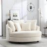 Oversized Round Barrel Chair With Wheels Knitted Chenille - HUANZHUANG - Sleep Galleria