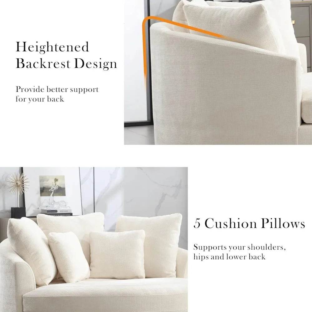 Oversized Round Barrel Chair With Wheels Knitted Chenille - HUANZHUANG - Sleep Galleria