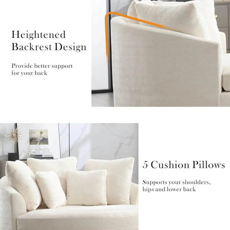 Oversized Round Barrel Chair With Wheels Knitted Chenille - HUANZHUANG - Sleep Galleria