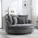 Oversized Round Barrel Chair With Wheels Knitted Chenille - HUANZHUANG - Sleep Galleria