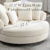Oversized Round Barrel Chair With Wheels Knitted Chenille - HUANZHUANG - Sleep Galleria