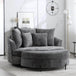 Oversized Round Barrel Chair With Wheels Knitted Chenille - HUANZHUANG - Sleep Galleria