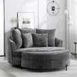 Oversized Round Barrel Chair With Wheels Knitted Chenille - HUANZHUANG - Sleep Galleria