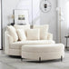 Oversized Round Barrel Chair With Wheels Knitted Chenille - HUANZHUANG - Sleep Galleria