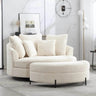 Oversized Round Barrel Chair With Wheels Knitted Chenille - HUANZHUANG - Sleep Galleria