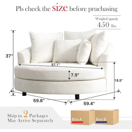 Oversized Round Barrel Chair With Wheels Knitted Chenille - HUANZHUANG - Sleep Galleria