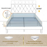Velvet Upholstered Queen Platform Bed Frame With Headboard - HUANZHUANG - Sleep Galleria