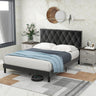 Velvet Upholstered Queen Platform Bed Frame With Headboard - HUANZHUANG - Sleep Galleria