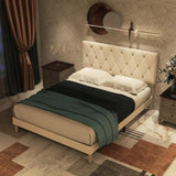 Velvet Upholstered Queen Platform Bed Frame With Headboard - HUANZHUANG - Sleep Galleria