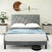 Velvet Upholstered Queen Platform Bed Frame With Headboard - HUANZHUANG - Sleep Galleria