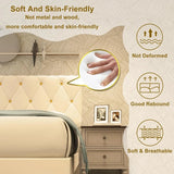 Velvet Upholstered Queen Platform Bed Frame With Headboard - HUANZHUANG - Sleep Galleria