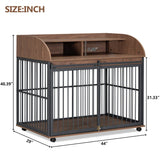Furniture-Style Brown Engineered Wood Dog Crate With Wheels - Sleep Galleria