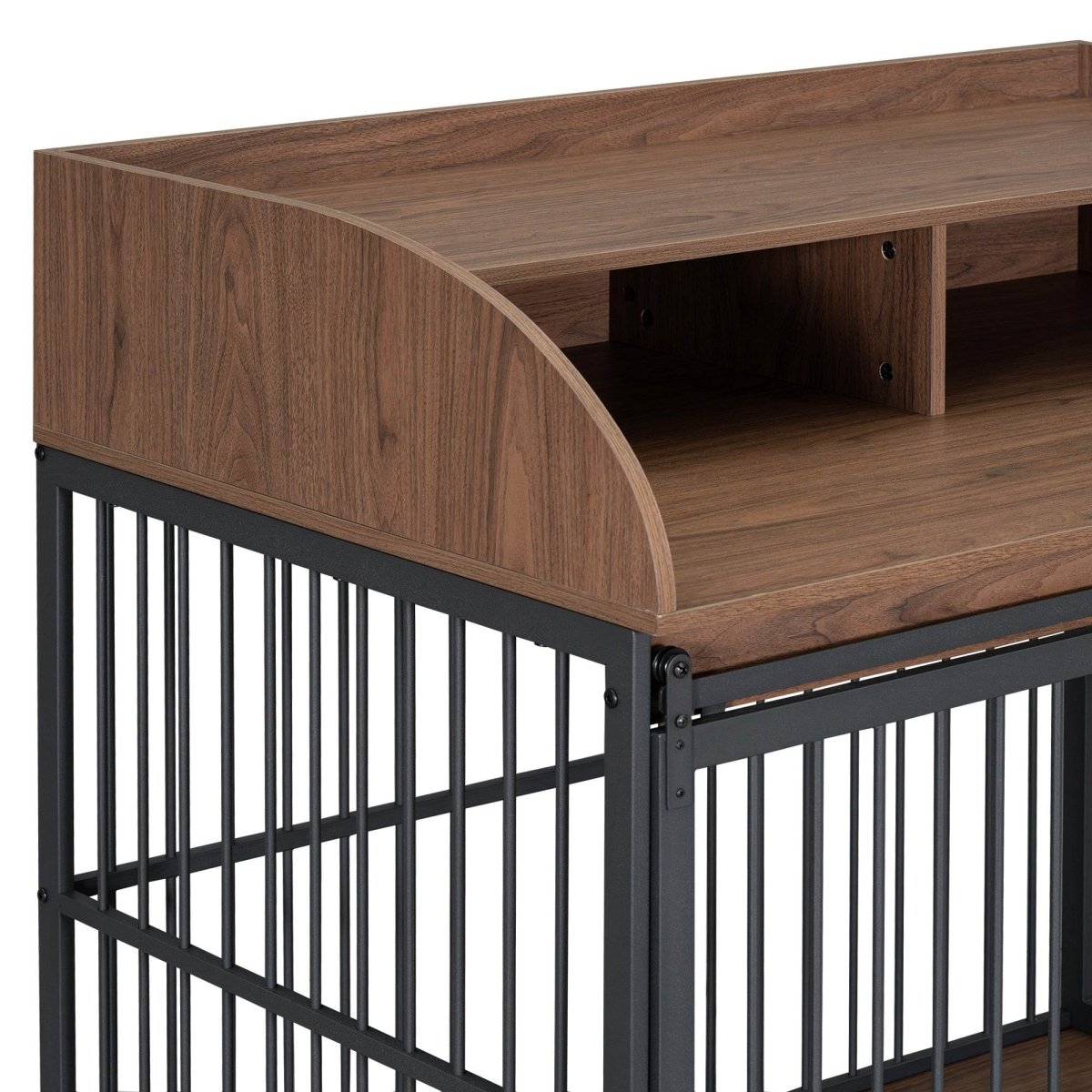 Furniture-Style Brown Engineered Wood Dog Crate With Wheels - Sleep Galleria
