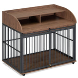 Furniture-Style Brown Engineered Wood Dog Crate With Wheels - Sleep Galleria