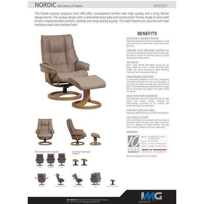 IMG Norway Stress Free Recliner Nordic 63 Pedestal Chair + Ottoman
