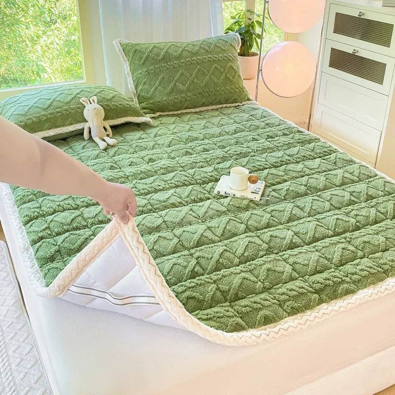 Soft Coral Fleece Warm Polyester Mattress Pad - Sleep Galleria