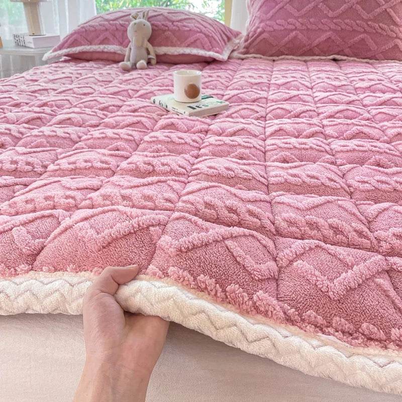 Soft Coral Fleece Warm Polyester Mattress Pad - Sleep Galleria