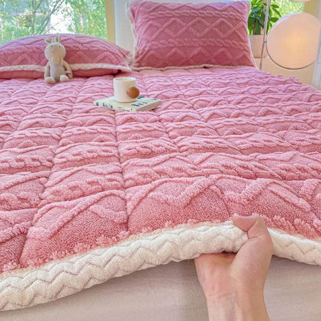 Soft Coral Fleece Warm Polyester Mattress Pad - Sleep Galleria