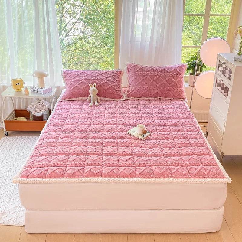 Soft Coral Fleece Warm Polyester Mattress Pad - Sleep Galleria