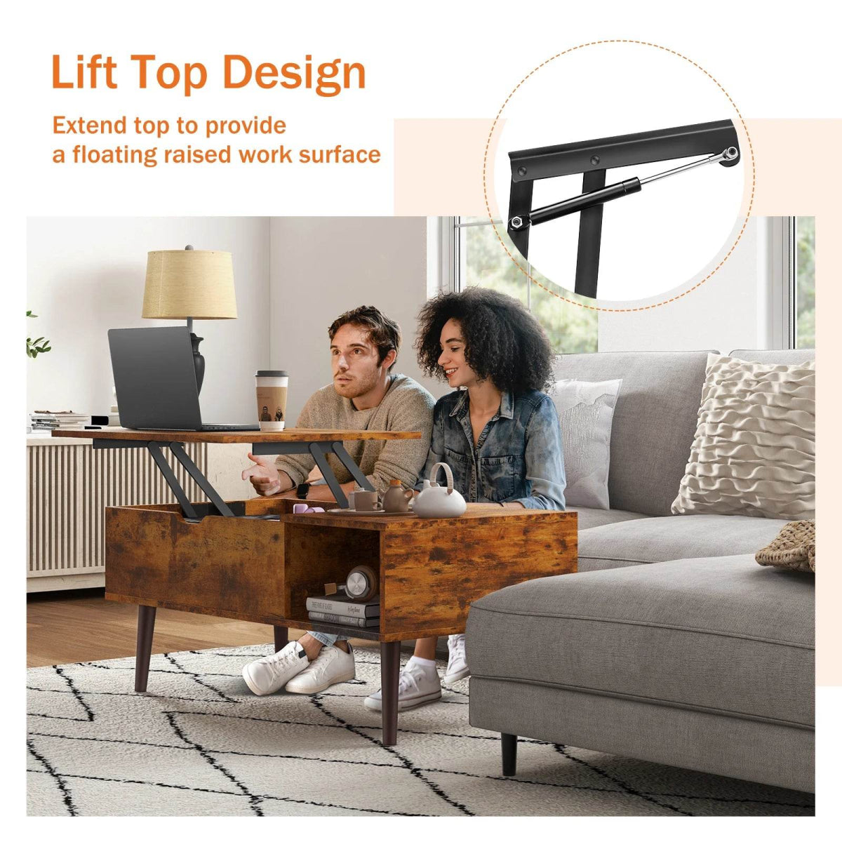 Adjustable Lift Top Living Room Coffee Table With Storage - Sleep Galleria