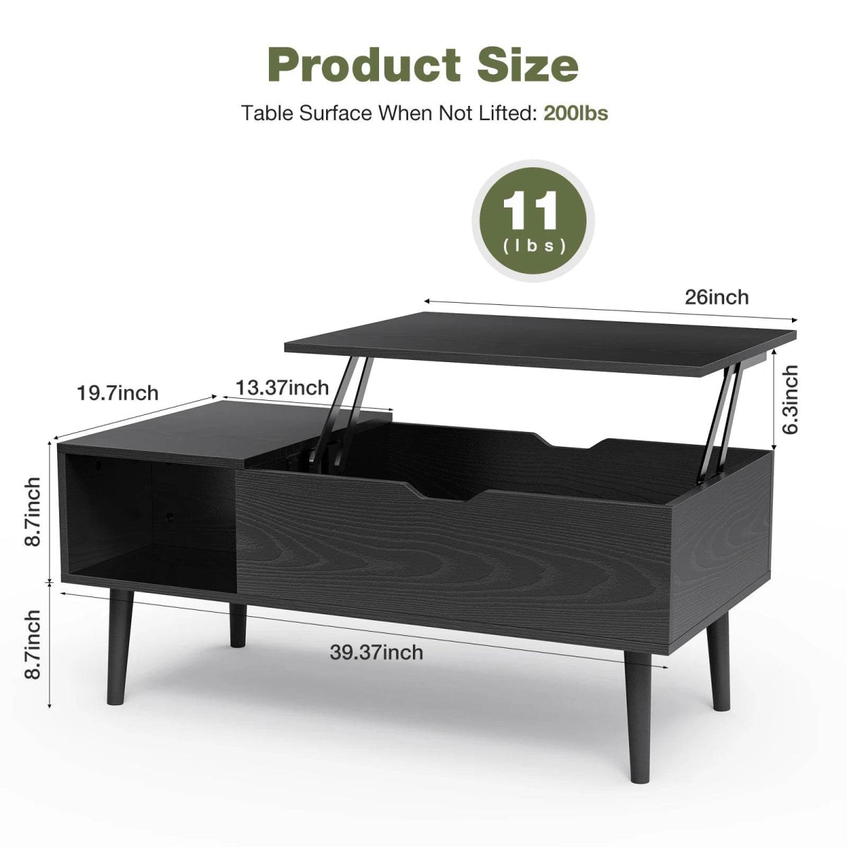 Adjustable Lift Top Living Room Coffee Table With Storage - Sleep Galleria