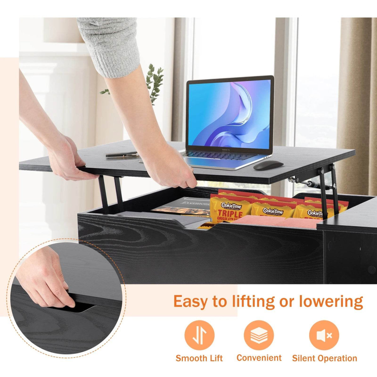 Adjustable Lift Top Living Room Coffee Table With Storage - Sleep Galleria