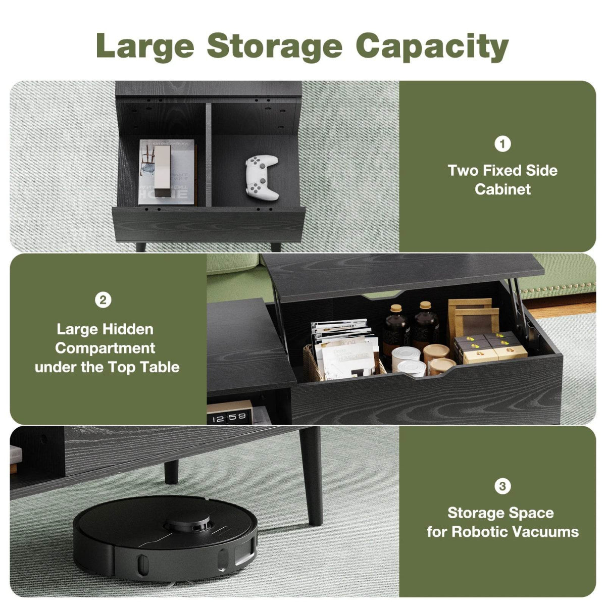 Adjustable Lift Top Living Room Coffee Table With Storage - Sleep Galleria