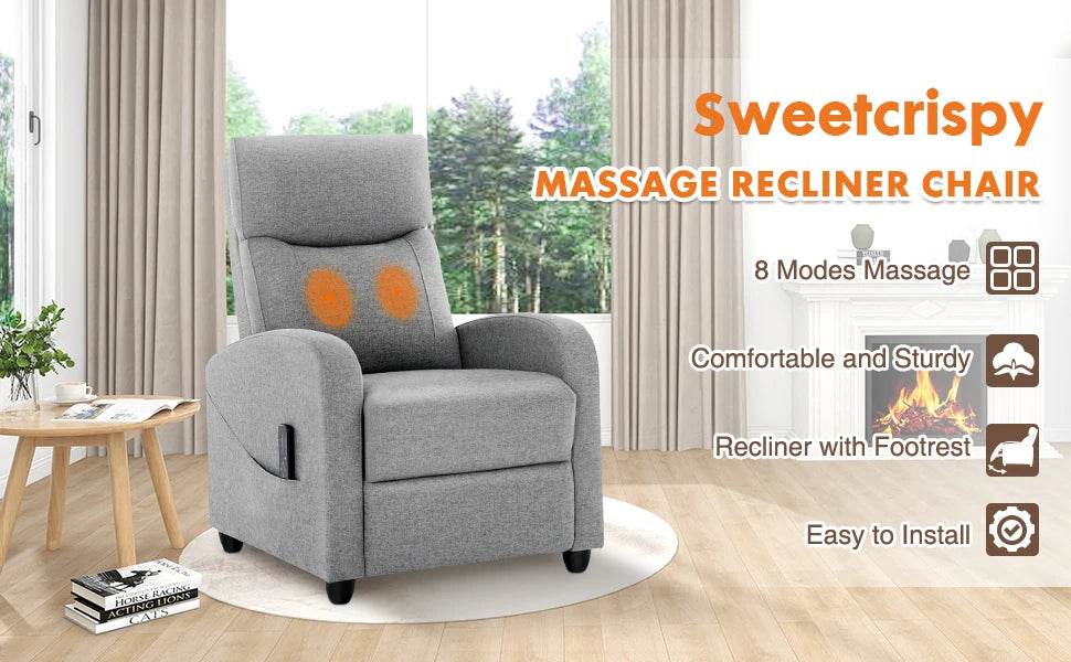 Fabric Upholstered Adjustable Massage Recliner Chair - Sleep Galleria