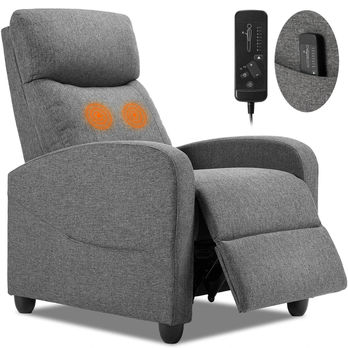 Fabric Upholstered Adjustable Massage Recliner Chair - Sleep Galleria