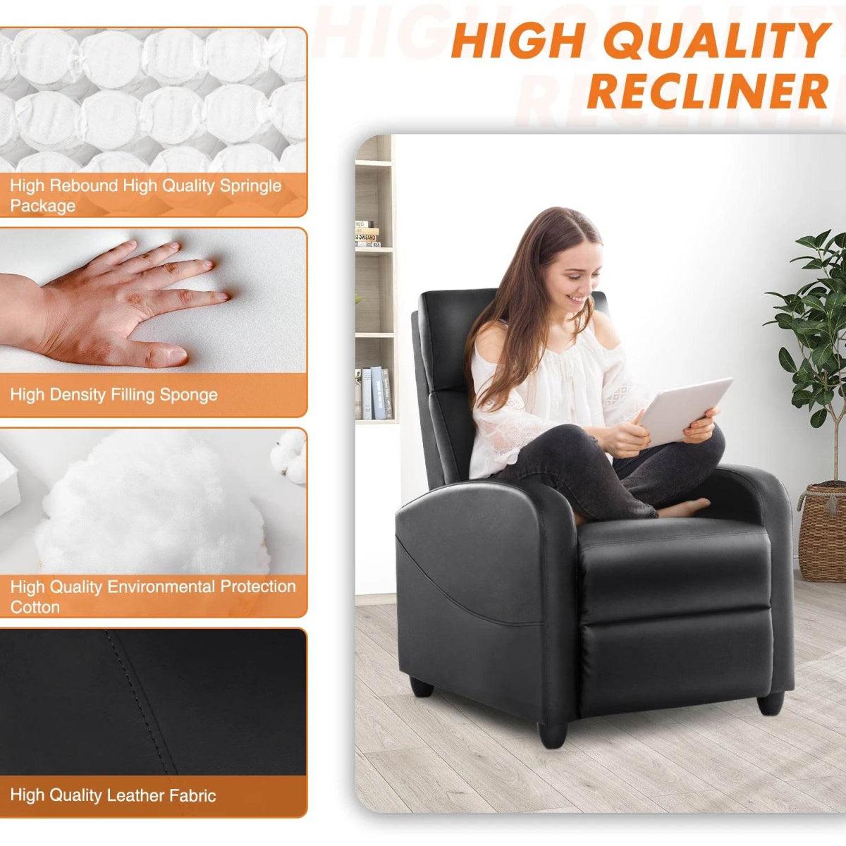 Fabric Upholstered Adjustable Massage Recliner Chair - Sleep Galleria
