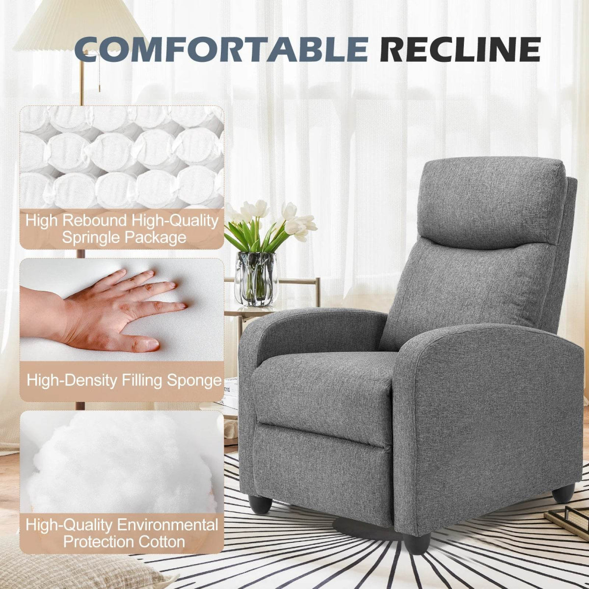 Fabric Upholstered Adjustable Massage Recliner Chair - Sleep Galleria