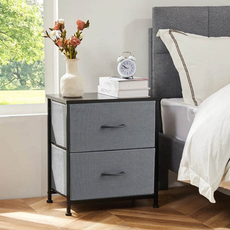 Minimalist Modern Multipurpose Nightstand With Fabric Drawers - Sleep Galleria
