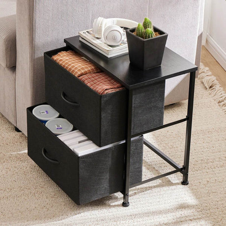 Minimalist Modern Multipurpose Nightstand With Fabric Drawers - Sleep Galleria