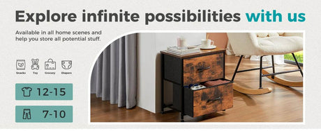 Minimalist Modern Multipurpose Nightstand With Fabric Drawers - Sleep Galleria