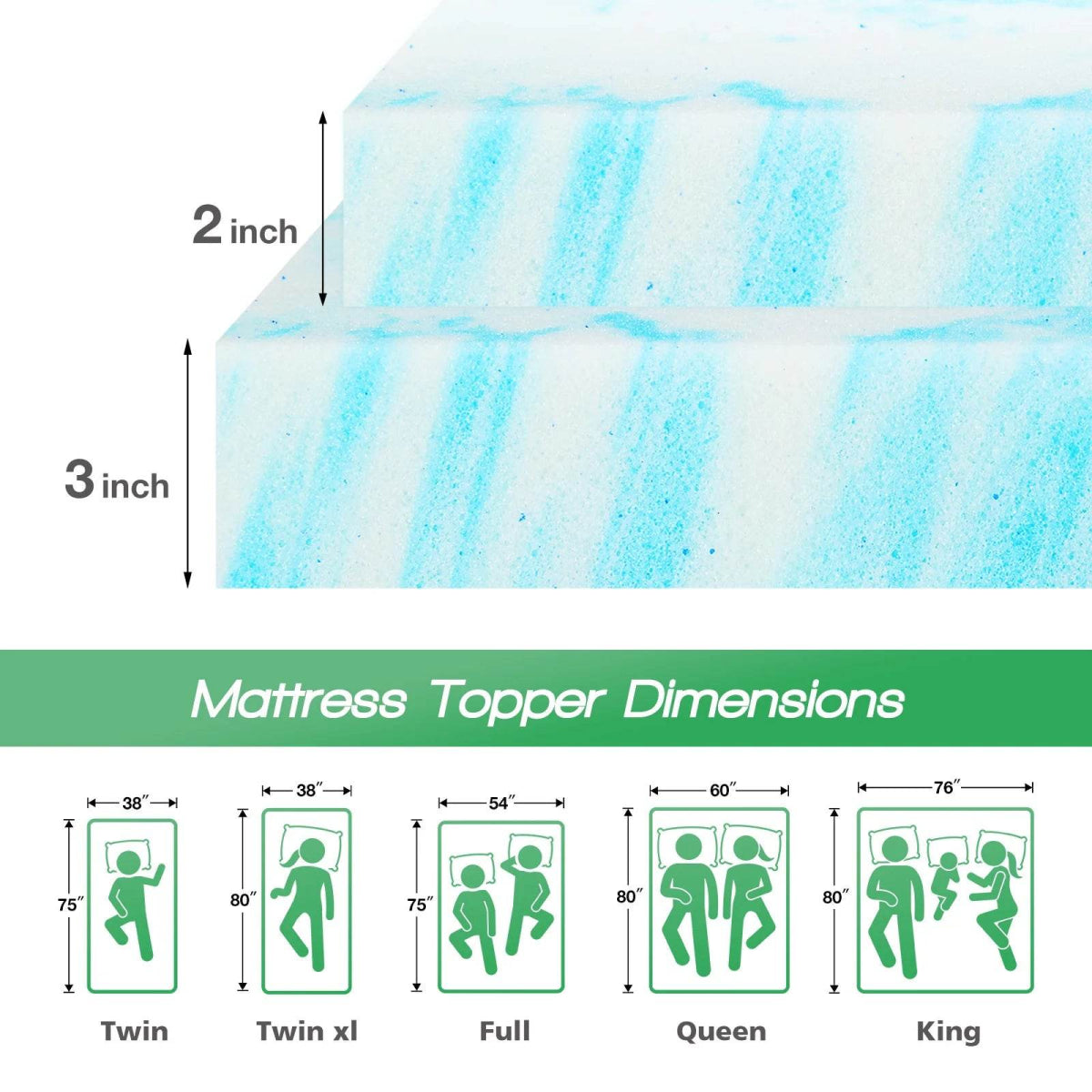 Soft Cooling Gel-Infused Memory Foam Mattress Topper - Sleep Galleria