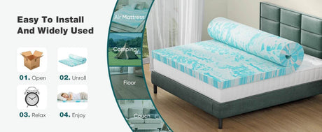 Soft Cooling Gel-Infused Memory Foam Mattress Topper - Sleep Galleria