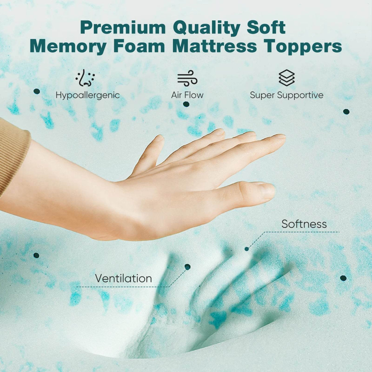 Soft Cooling Gel-Infused Memory Foam Mattress Topper - Sleep Galleria