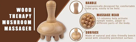 Wooden Mushroom Shape Wood Therapy Massage Tool - JOMMJO - Sleep Galleria